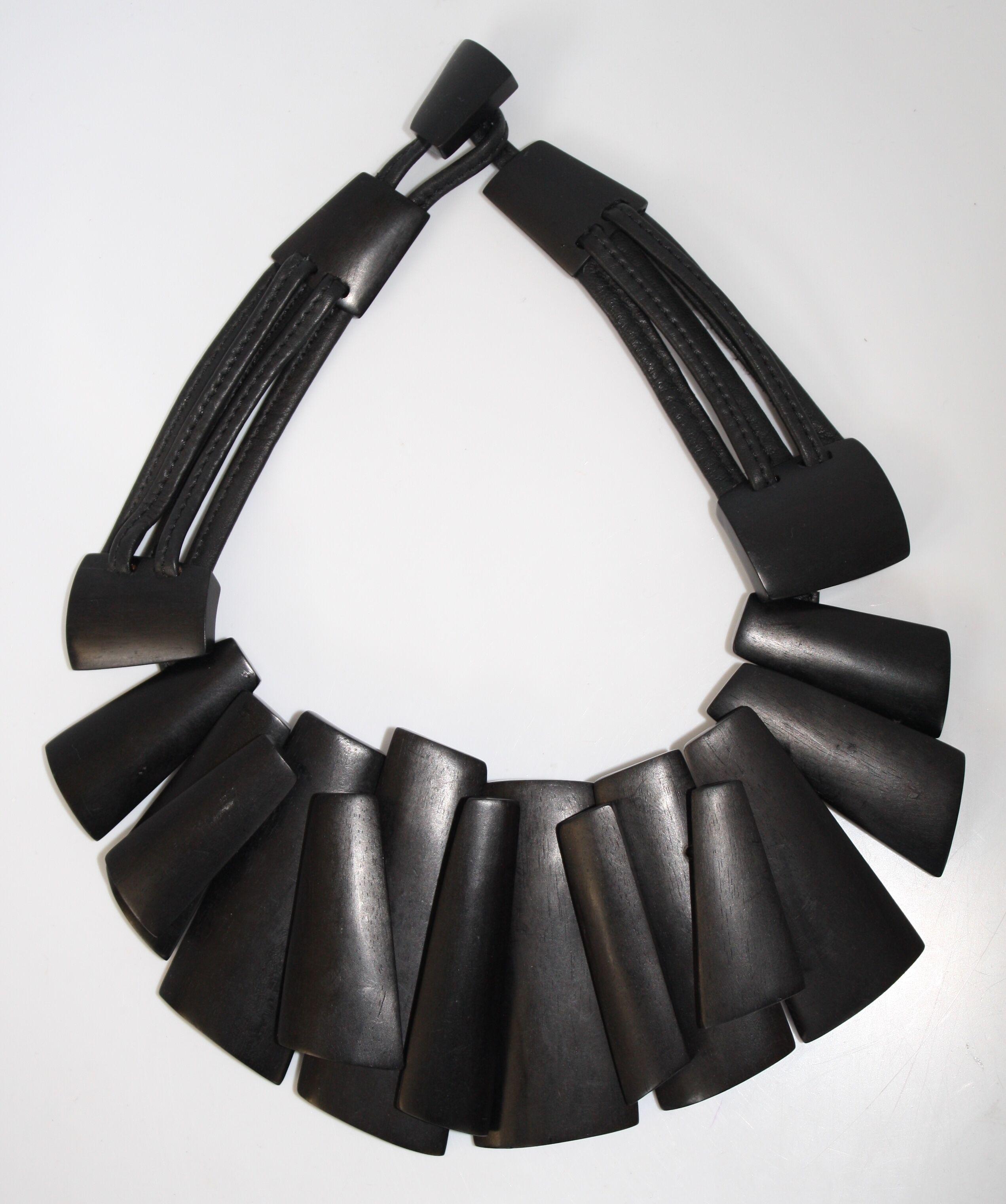 Monies Ebony and Leather Statement Necklace 1