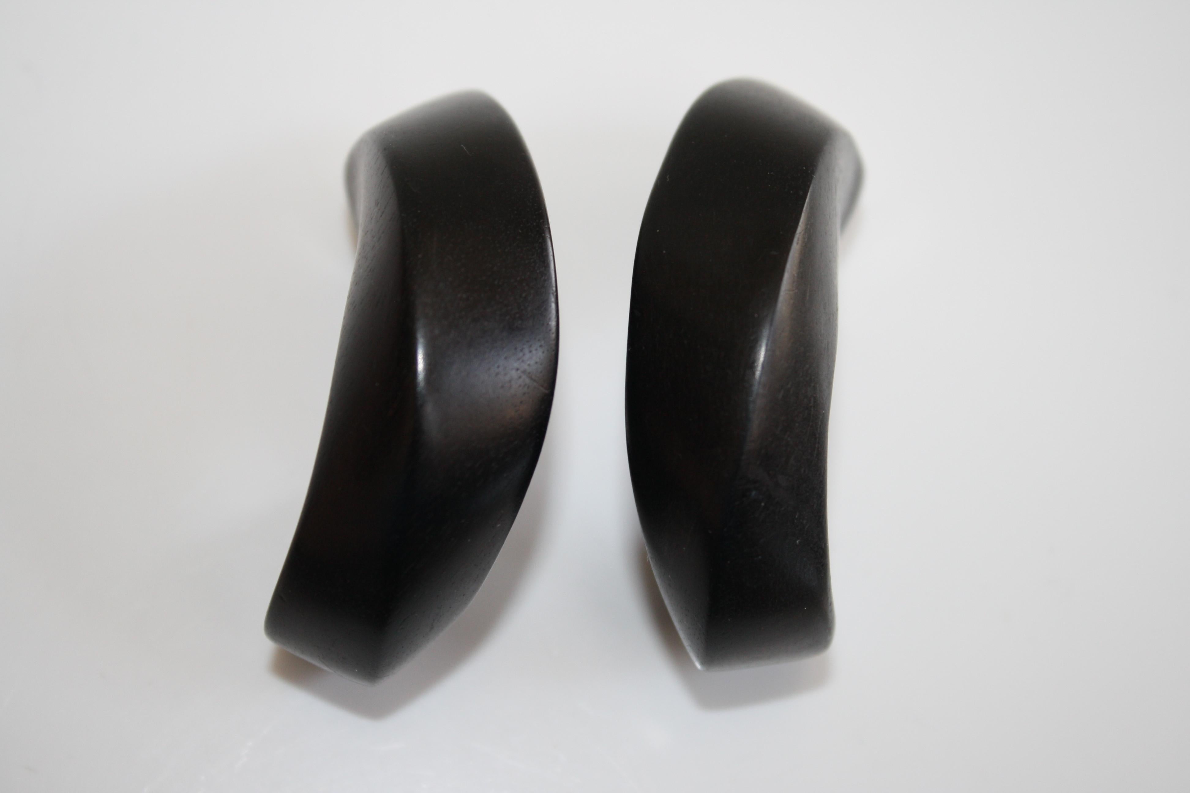 Stylish and lightweight ebony wood clip earrings from Monies Denmark. 
