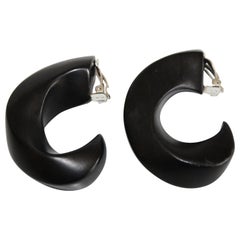 Monies Ebony Wood Hoop Clip Earrings