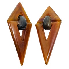 MONIES GERDA LYNGGAARD geometric modernist horn door knocker clip on earrings