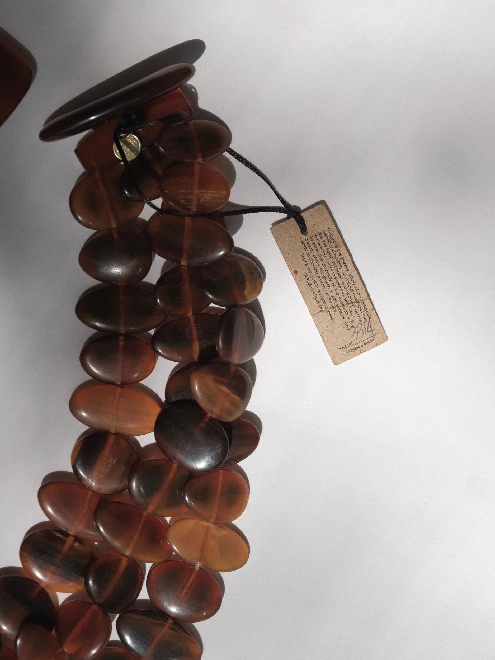 Monies Gerda Lynggaard Oversized Three Strand Horn Necklace 1980's 1990's For Sale 2