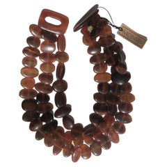 Monies Gerda Lynggaard Oversized Three Strand Horn Necklace 1980's 1990's