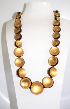 Monies Gold Acrylic and Leather Long Necklace