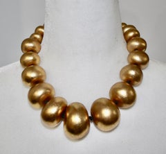 Monies Gold Foil Acacia Wood Pebble Choker