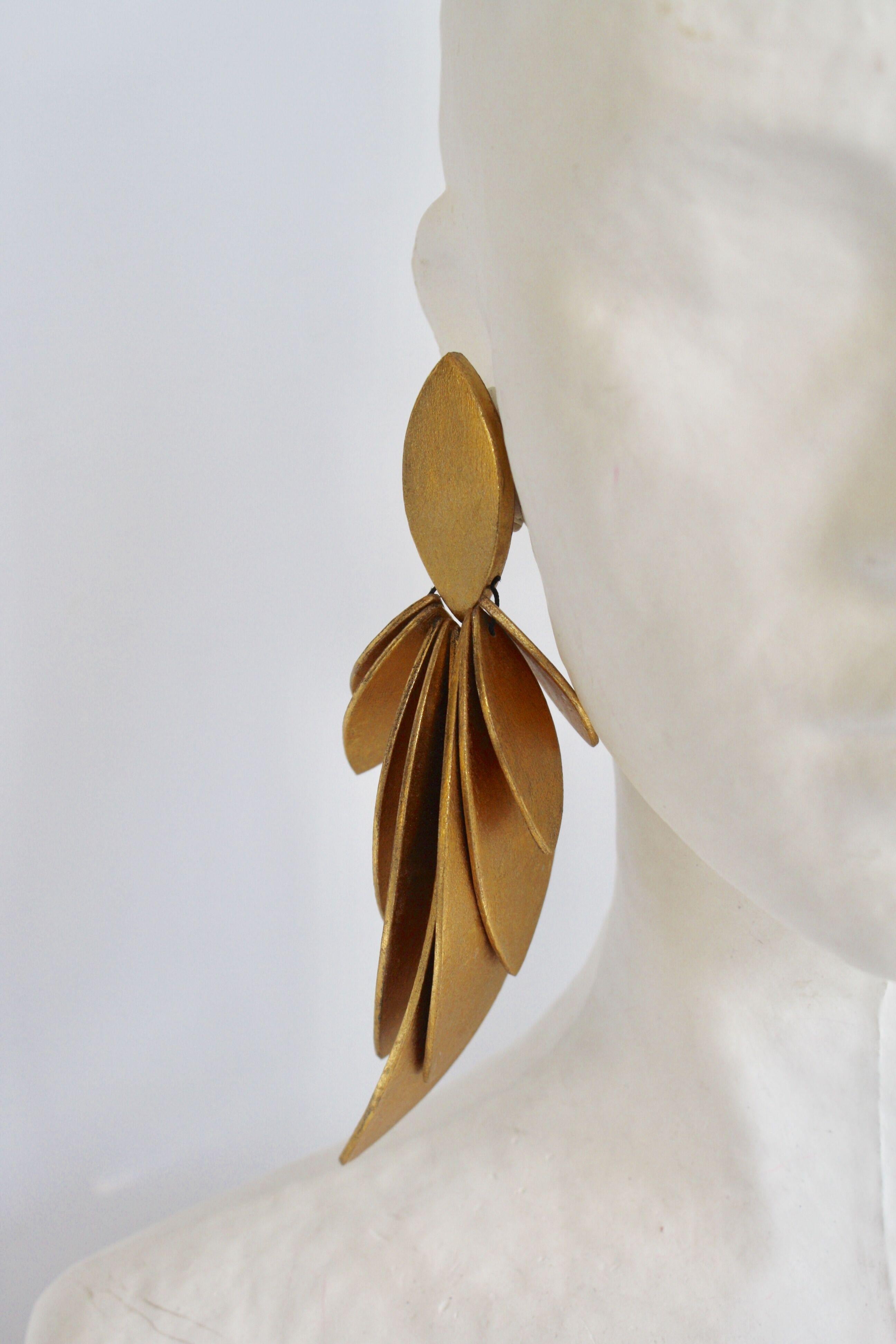 Women's Monies Gold Leaf and Ebony Wood Statement Clips