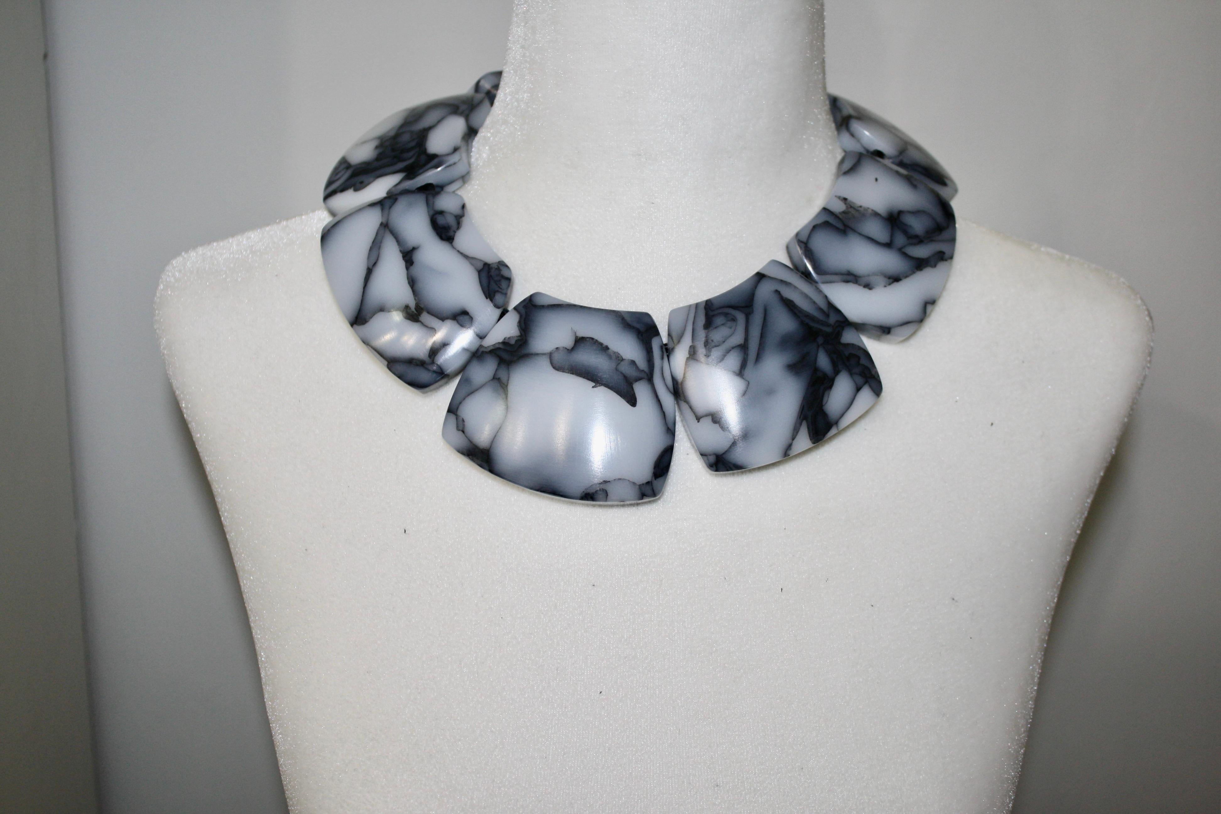 Women's or Men's Monies Grey Polyester and Kamagong Choker For Sale