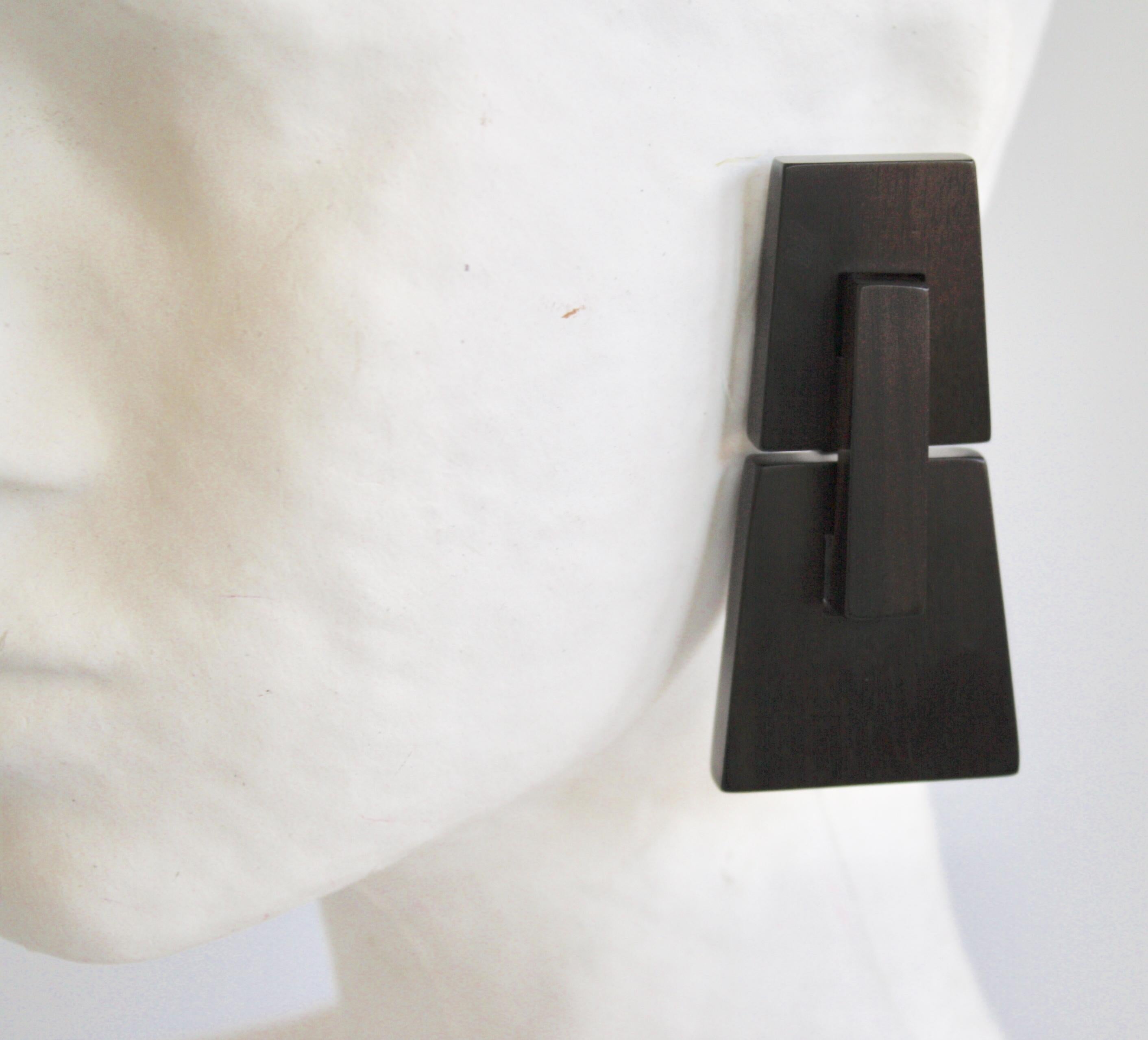 Women's or Men's Monies Kamagong Wood Clip Earrings