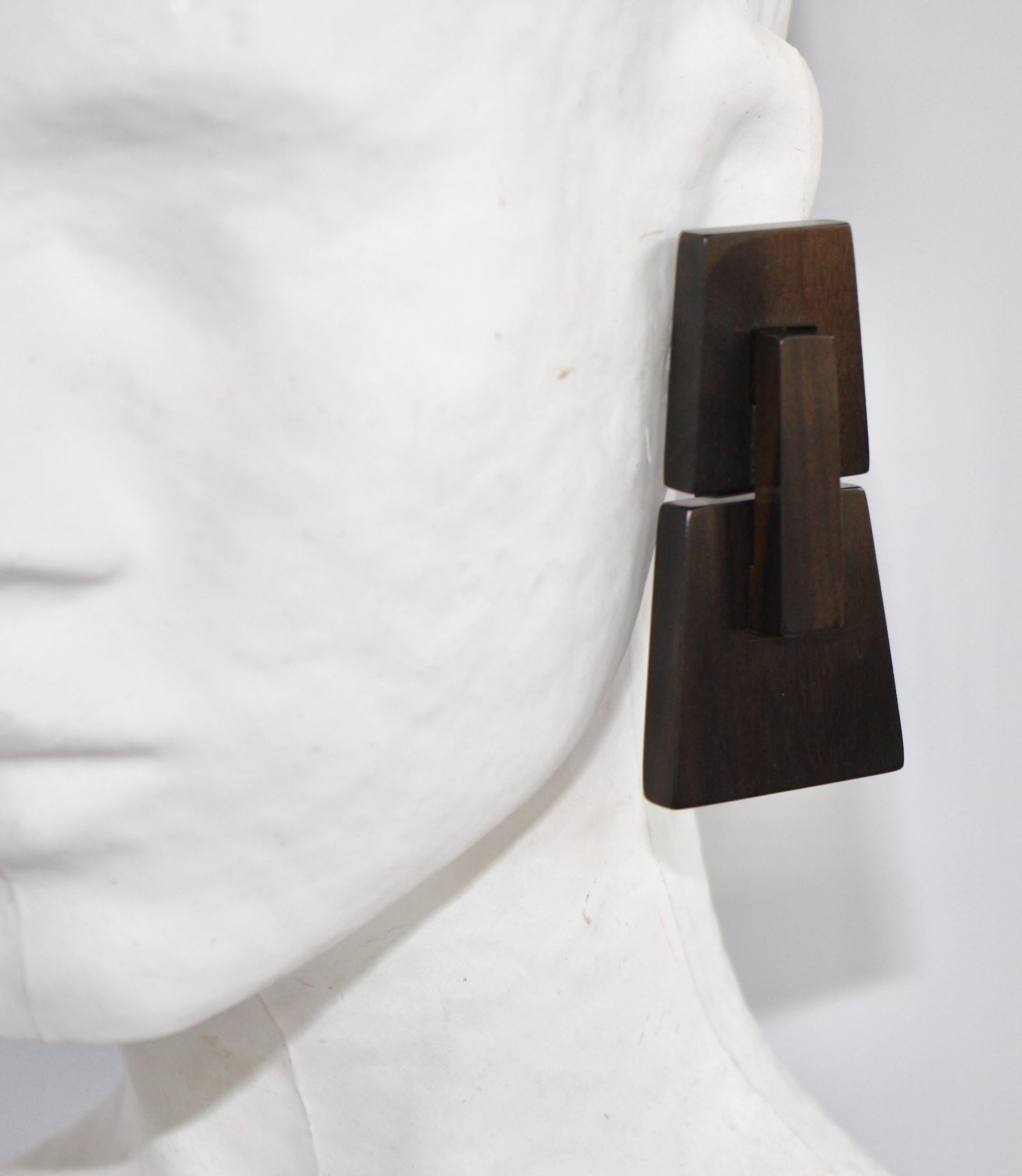 Monies Kamagong Wood Clip Earrings 2