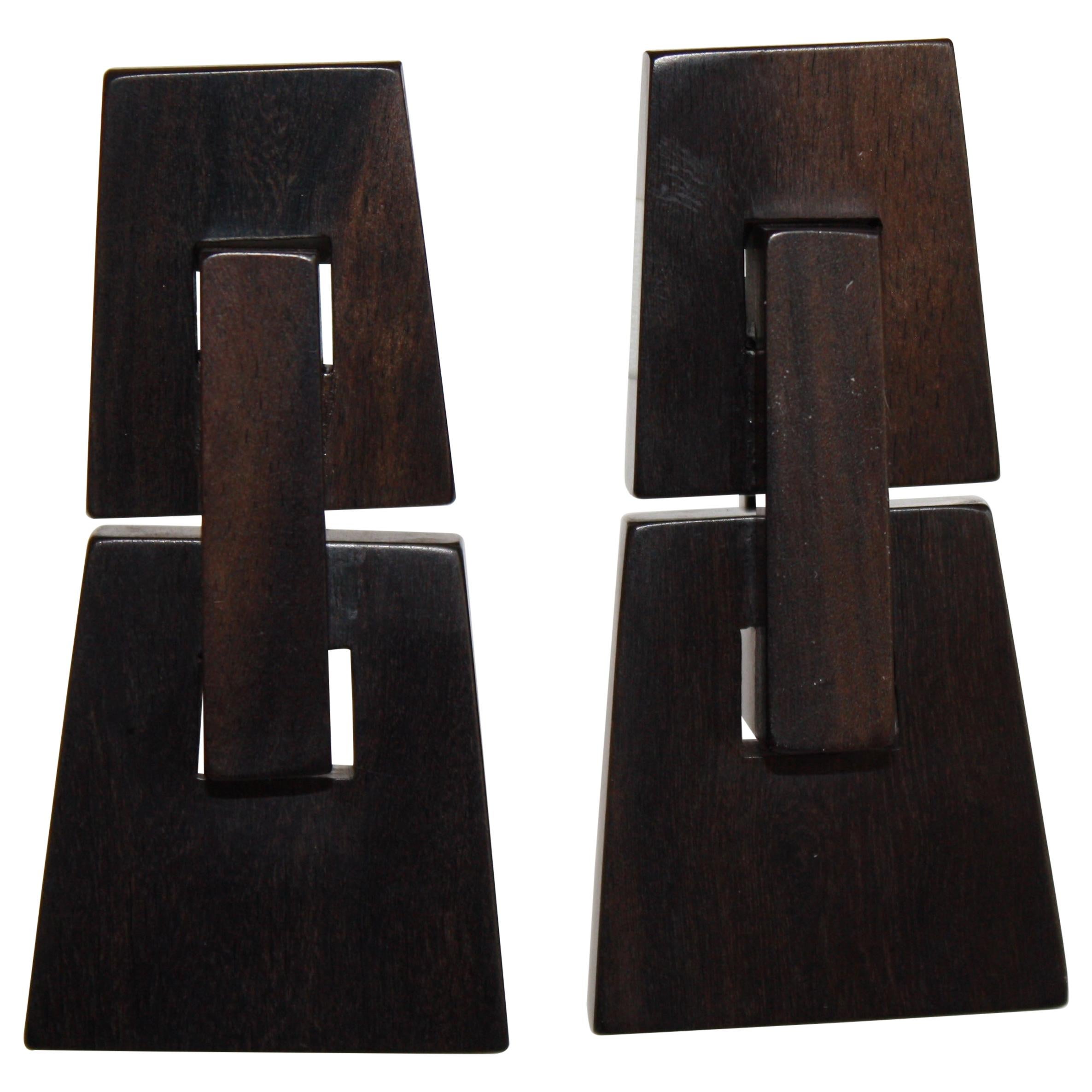 Monies Kamagong Wood Clip Earrings