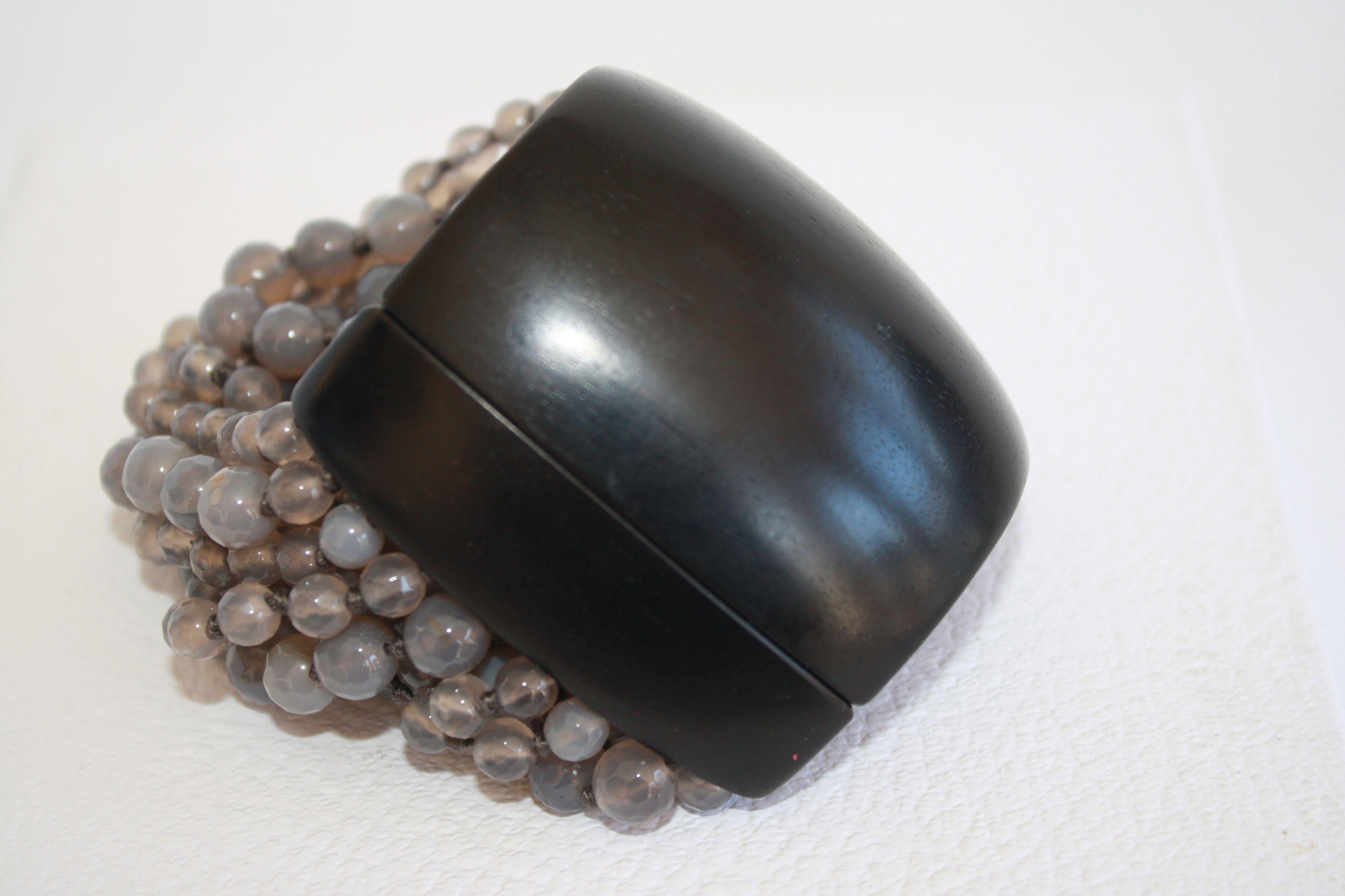 Women's Monies Labradorite and Magnetic Ebony Wood Closure Bracelet