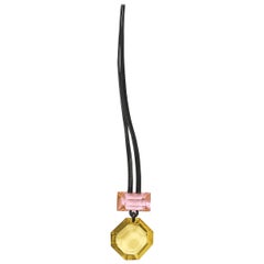 Monies Madison Yellow and Pink Polyester on Leather Pendant Necklace