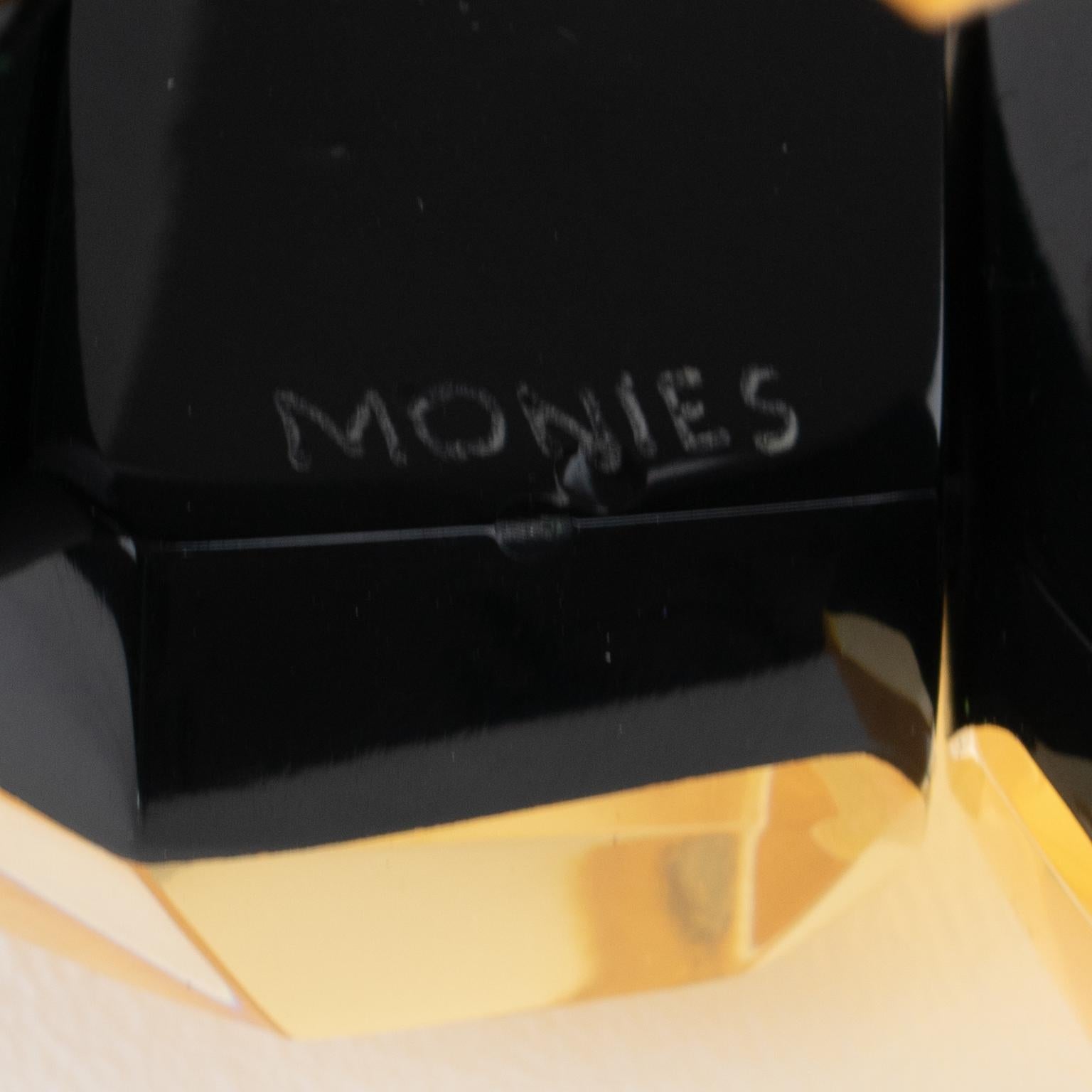 Monies Massive Résine noire et feuille d'or Bracelet extensible en vente 3