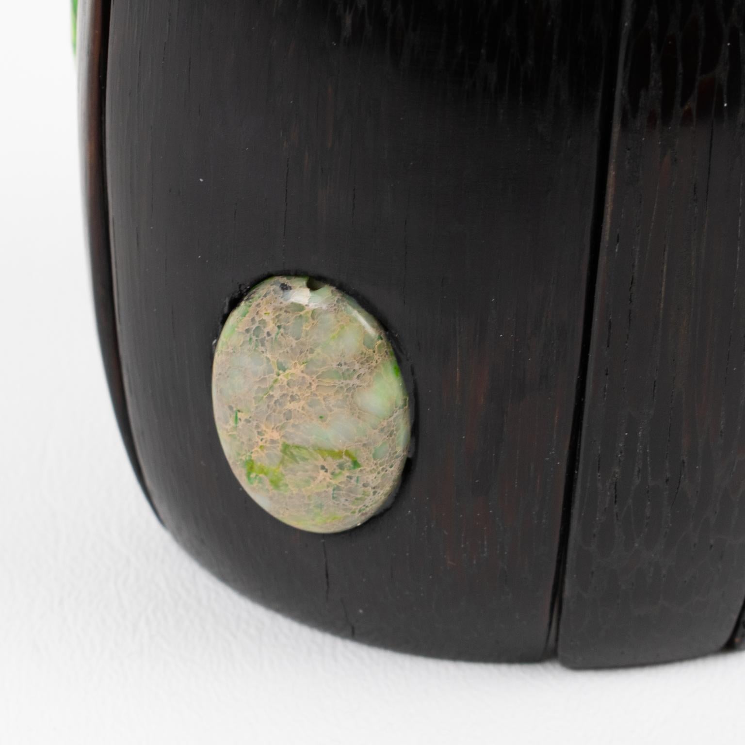 Monies Stretch-Armreif aus massivem Ebenholz, Holz und Stein mit Cabochons im Angebot 6