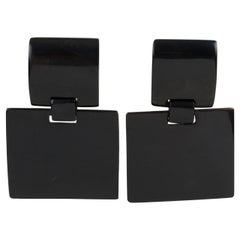 Monies Massive Wood Dangle Clip-on Earrings