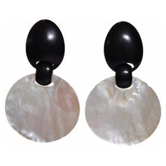 Monies Mother of Pearl Shell and Ebony Earrings