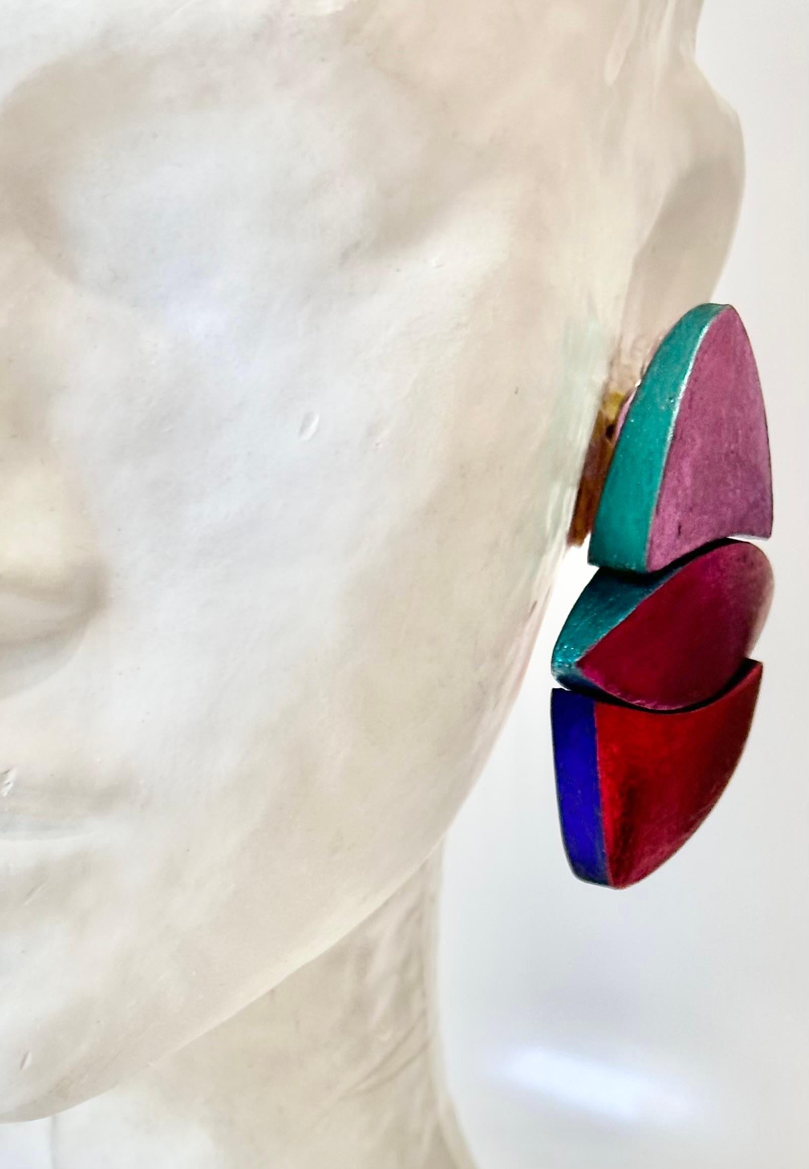 Monies Multicolor Foil Clip Earrings For Sale 7