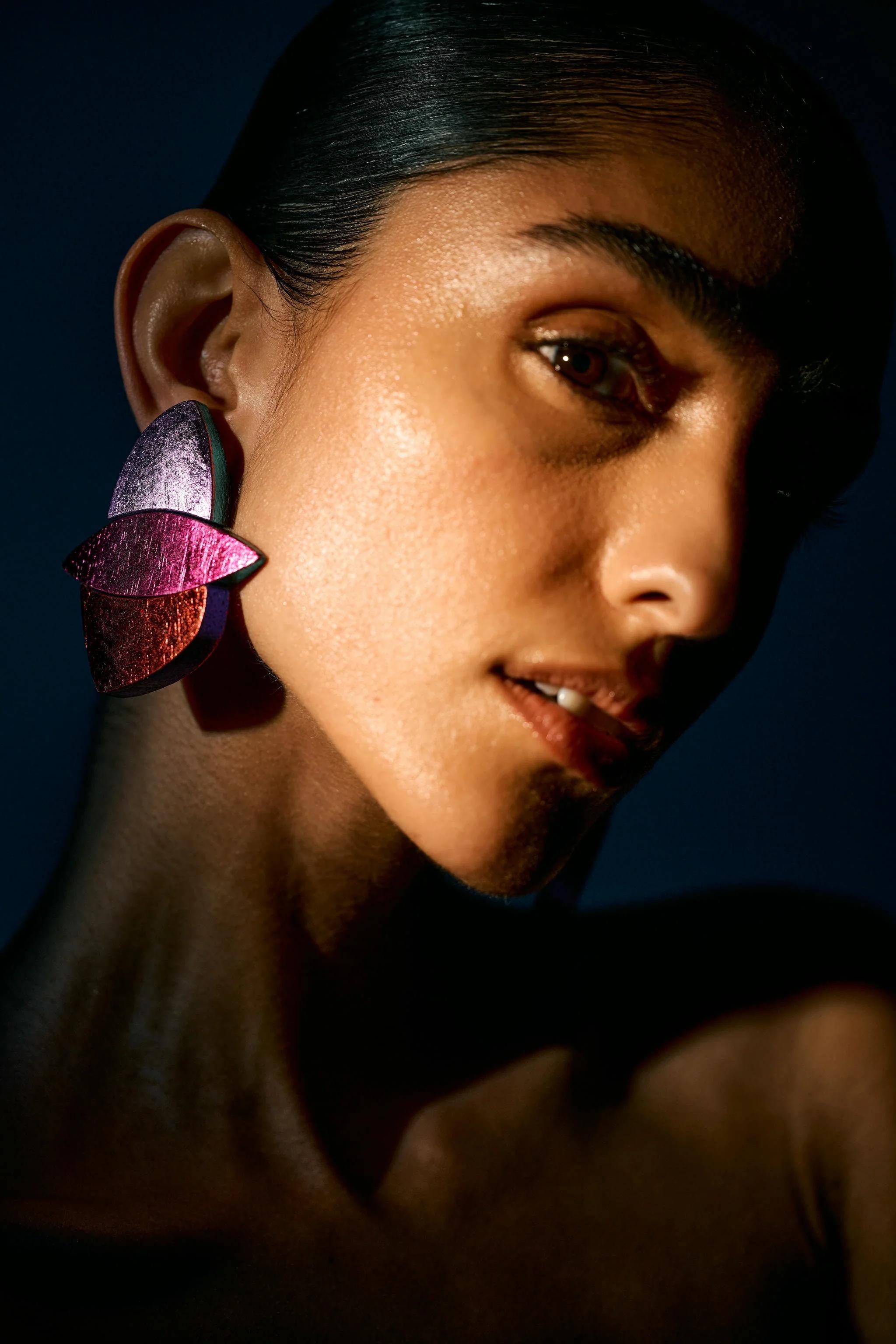 Modern Monies Multicolor Foil Clip Earrings For Sale