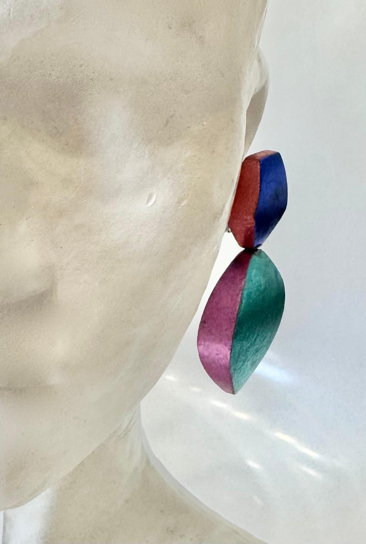 Monies Multicolor Foil Clip Earrings In New Condition In Virginia Beach, VA