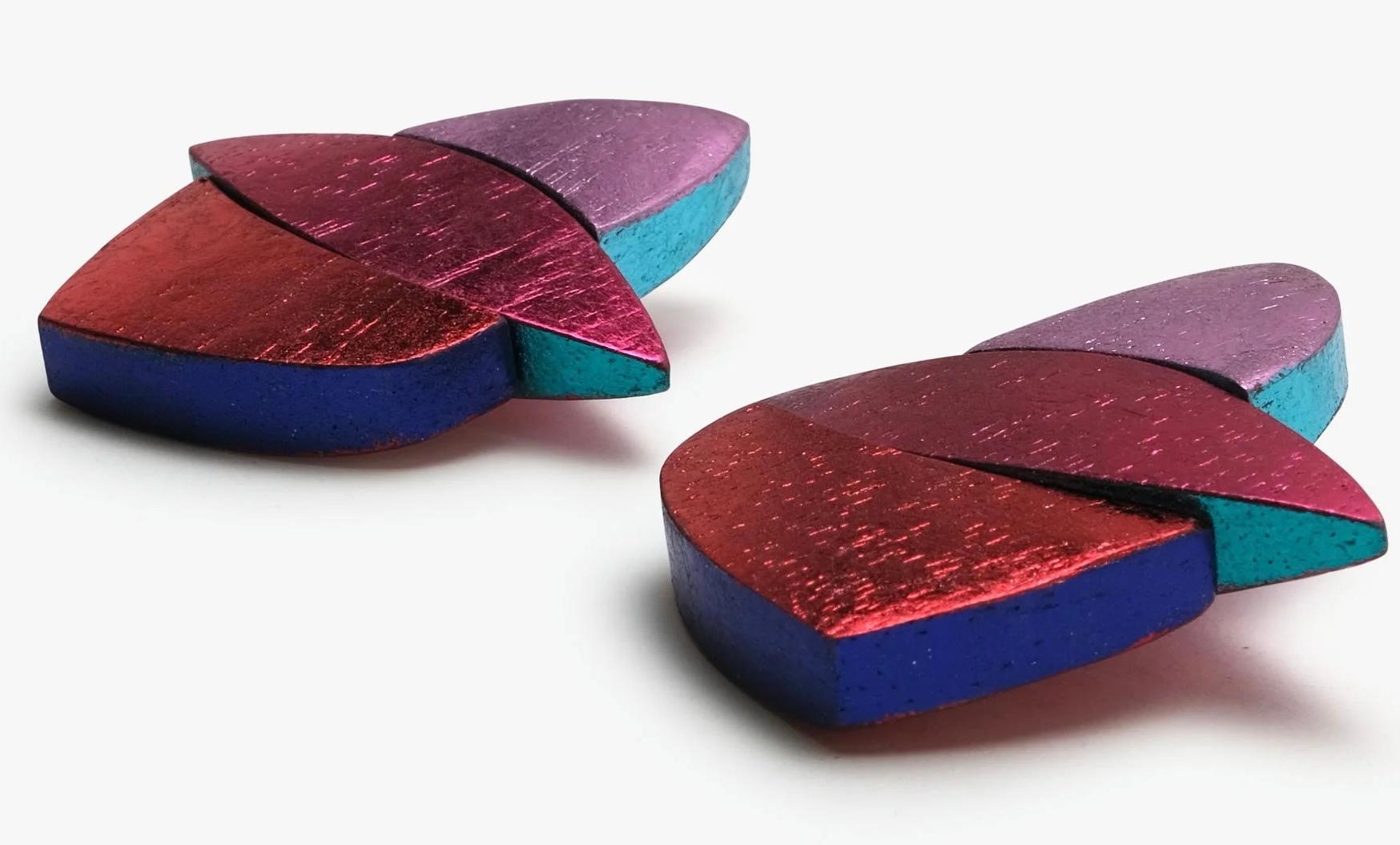 Monies Multicolor Foil Clip Earrings For Sale 1