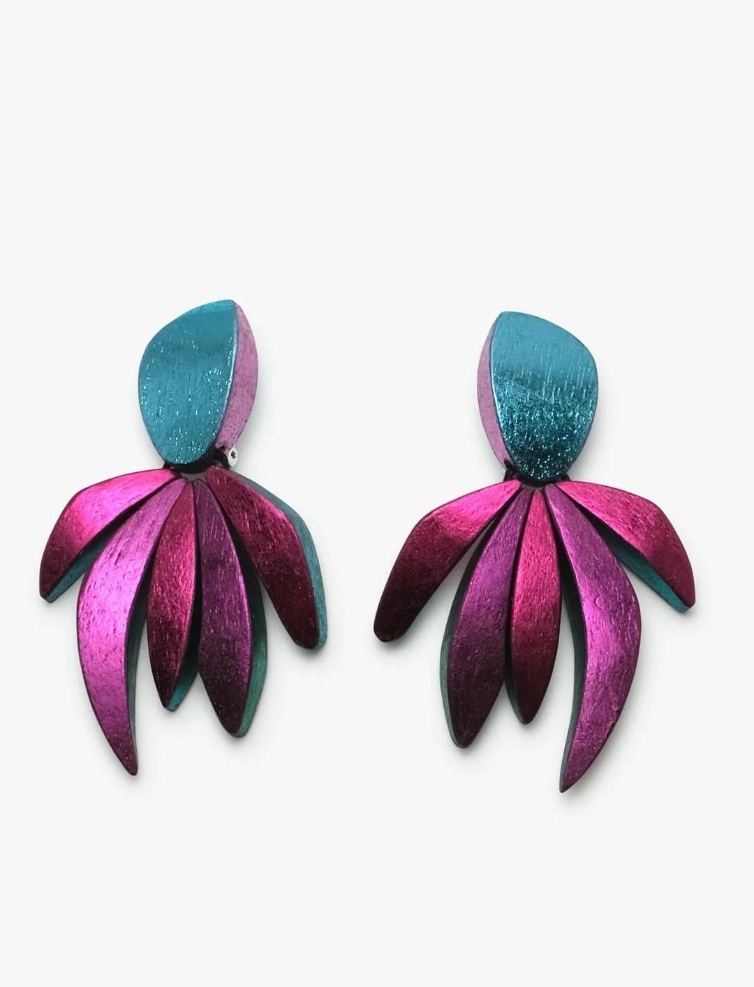 Monies Multicolor Foil Clip Earrings For Sale 3