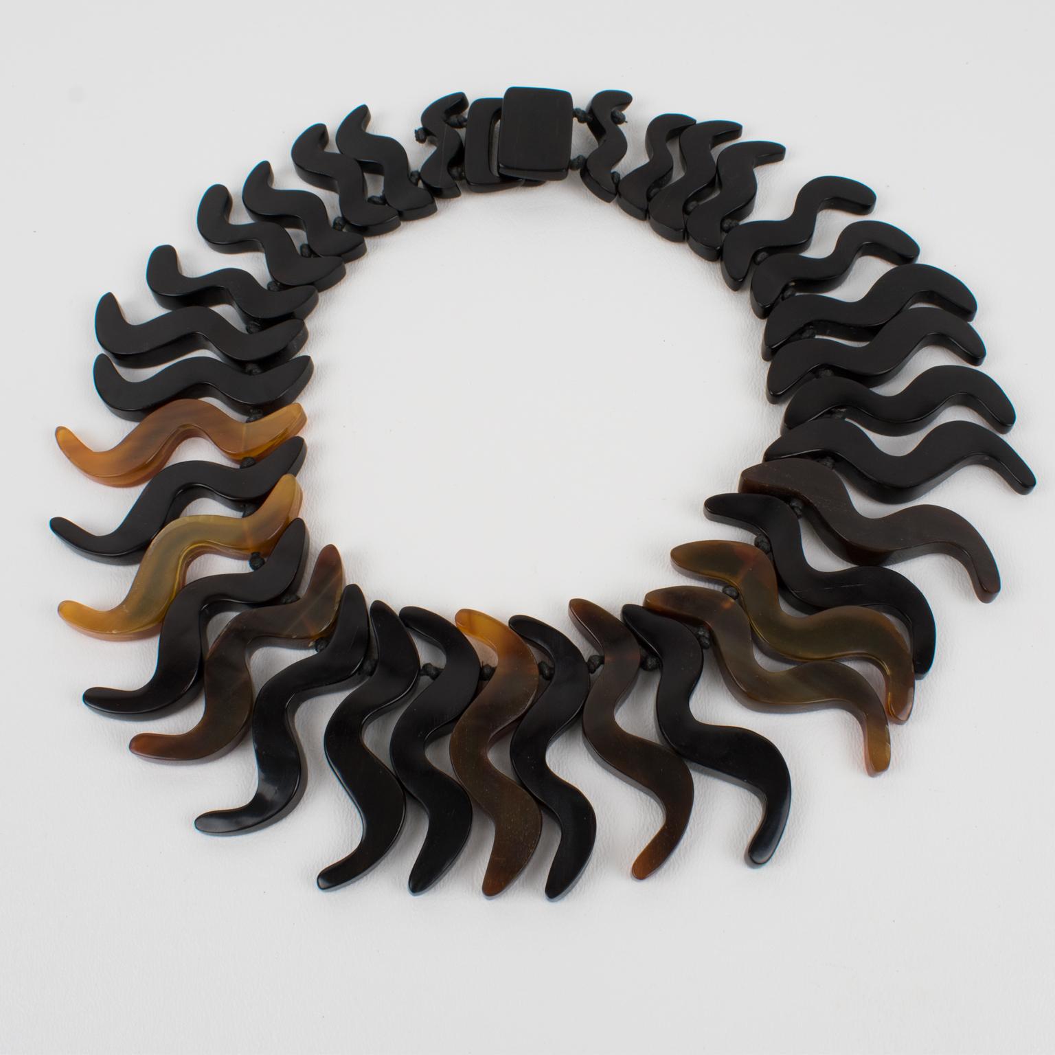 Monies Oversized Faux-Horn Resin Bib Choker Necklace For Sale 6
