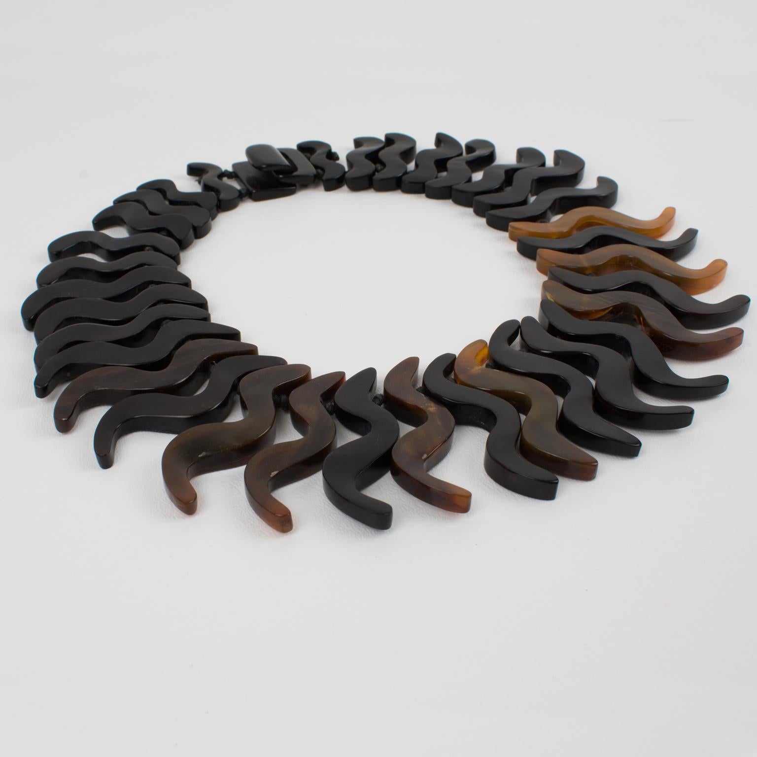Monies Oversized Faux-Horn Resin Bib Choker Necklace For Sale 1