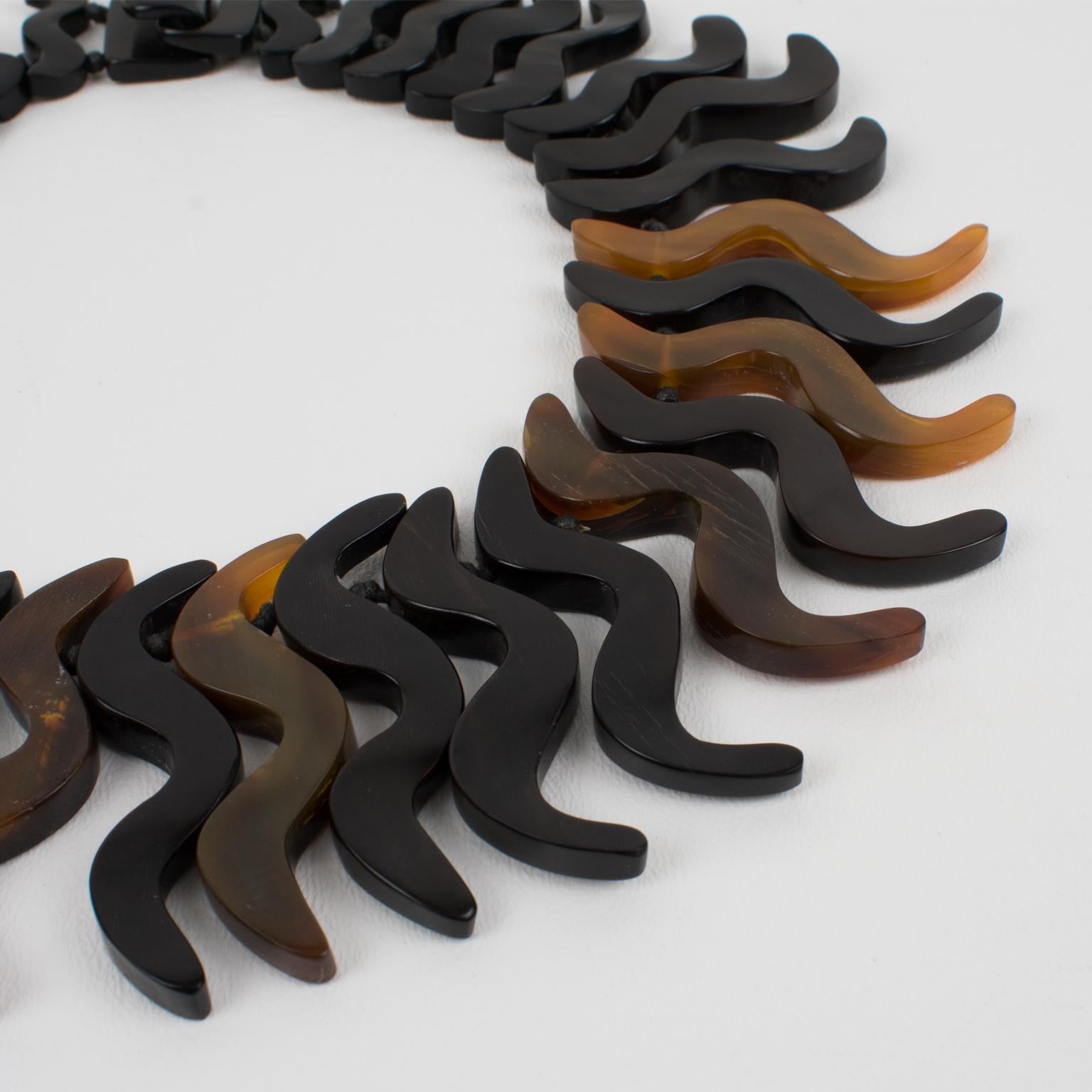 Monies Oversized Faux-Horn Resin Bib Choker Necklace For Sale 2