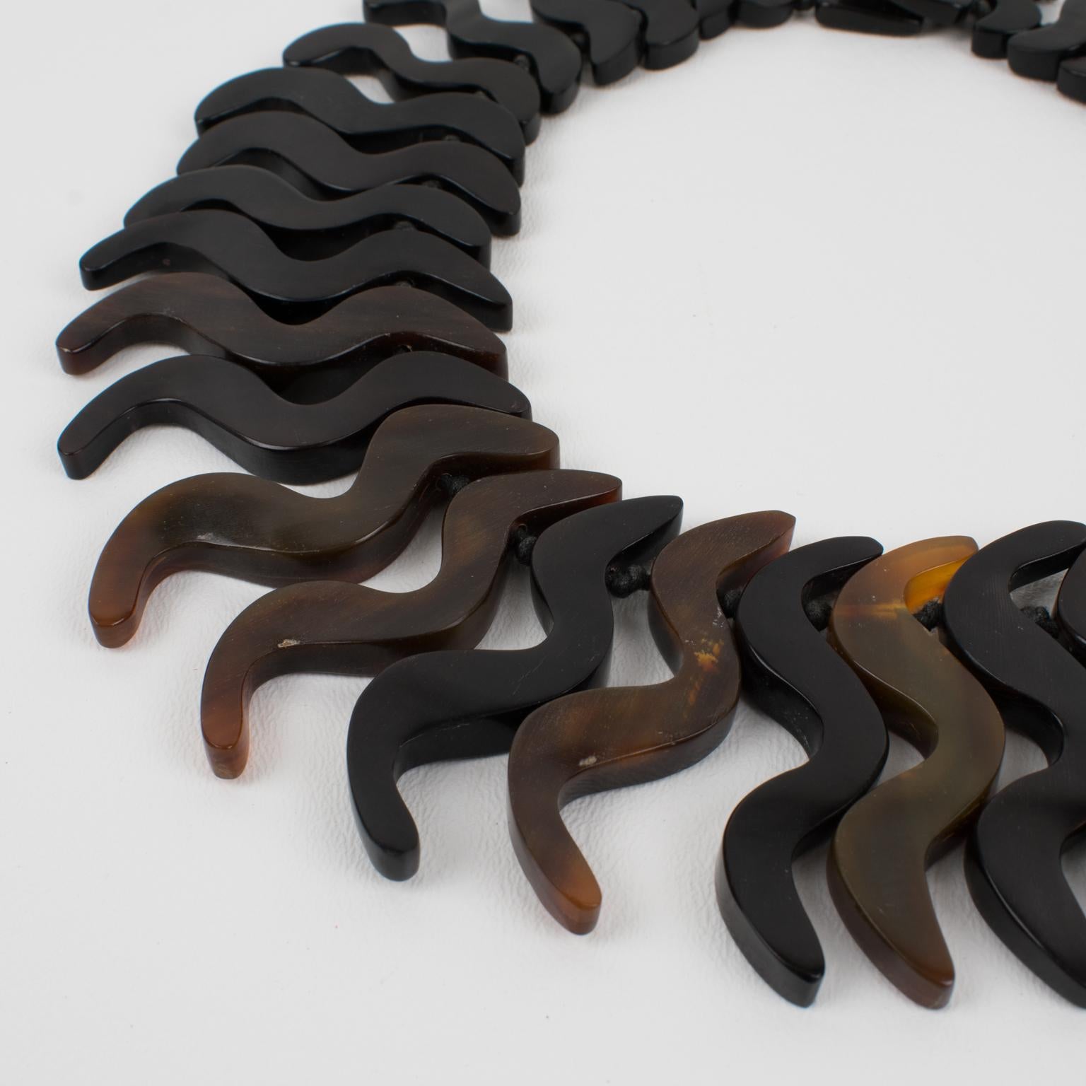 Monies Oversized Faux-Horn Resin Bib Choker Necklace For Sale 2