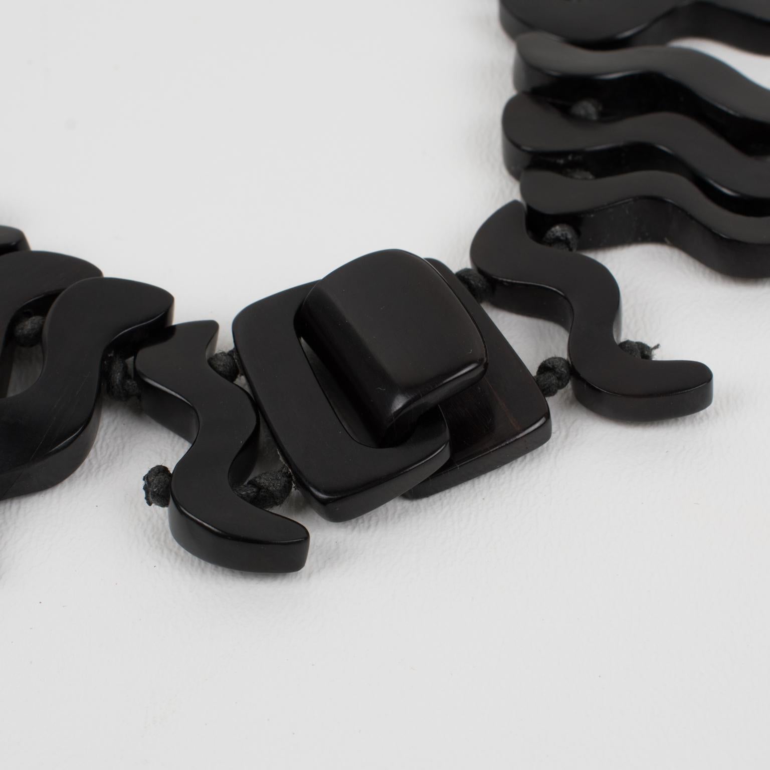Monies Oversized Faux-Horn Resin Bib Choker Necklace For Sale 4