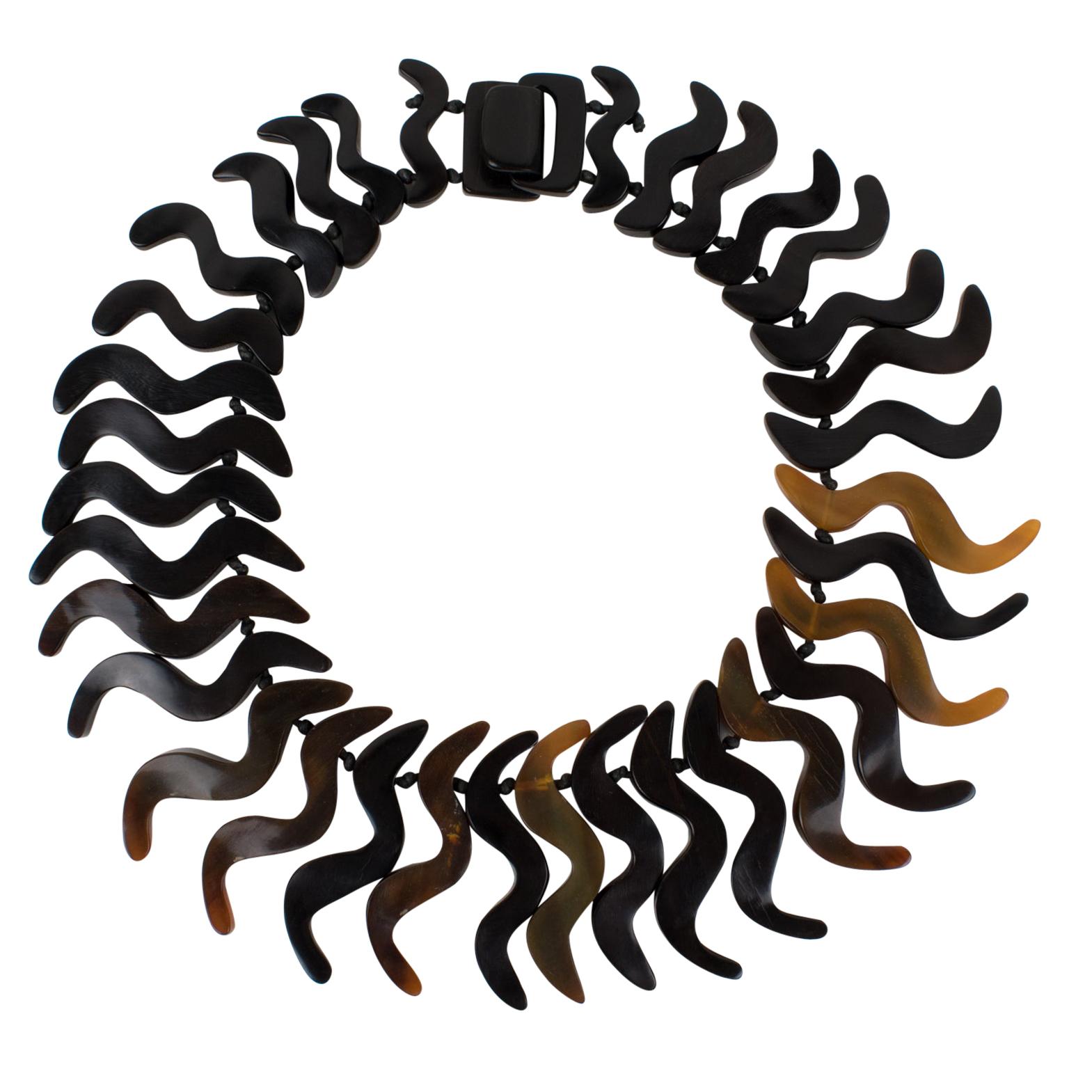 Monies Oversized Faux-Horn Resin Bib Choker Necklace For Sale