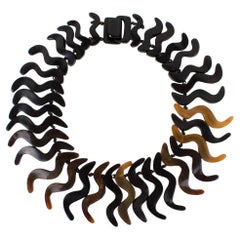 Monies Oversized Faux-Horn Resin Bib Choker Necklace