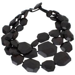 Monies Oversized Layered Ebony Wood Necklace