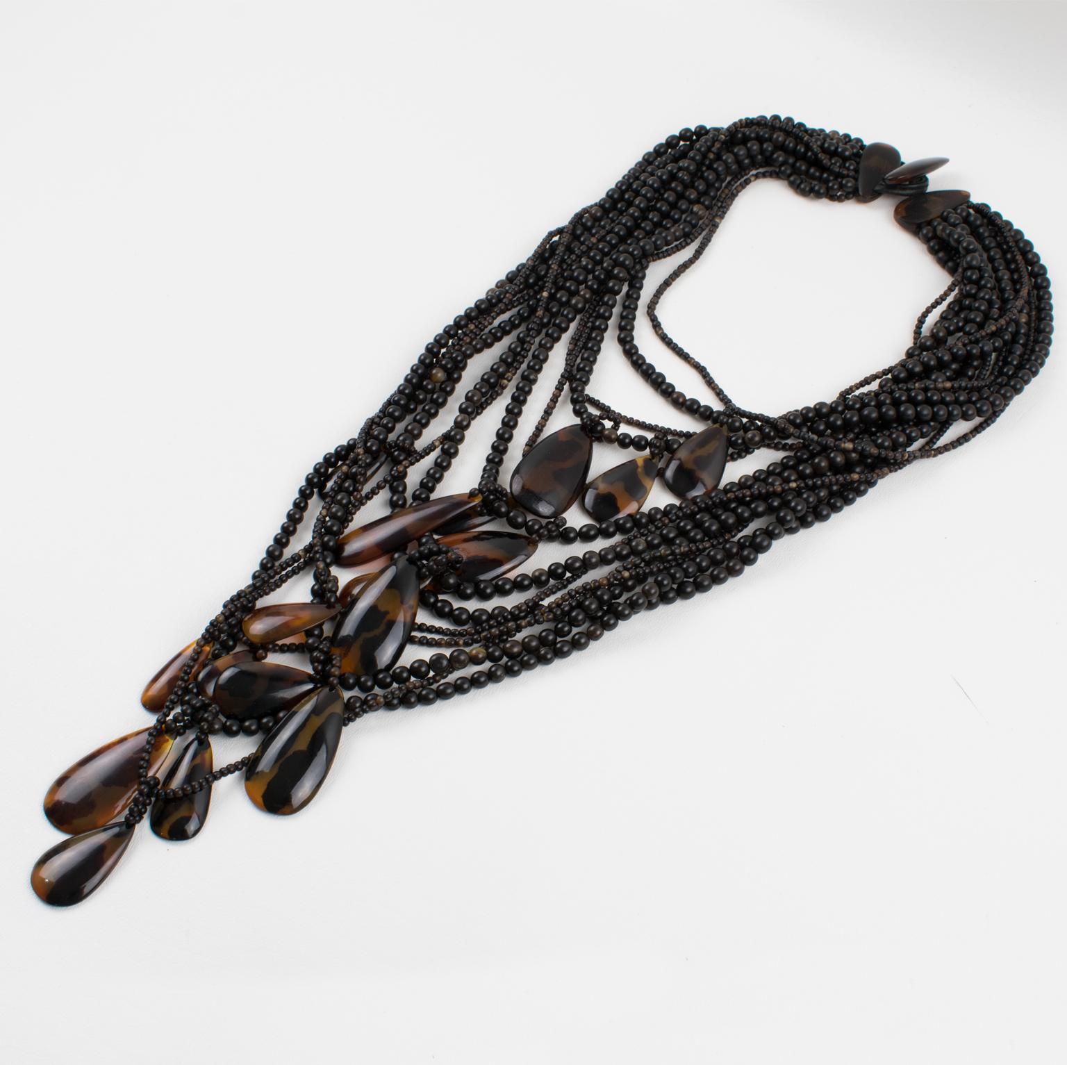 Women's or Men's Monies Oversized Multi-strand Resin Necklace