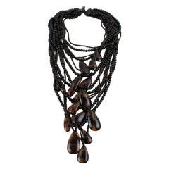 Monies Collier surdimensionné en résine à plusieurs brins