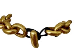 Gargantilla de eslabones ovalados Monies de oro y madera