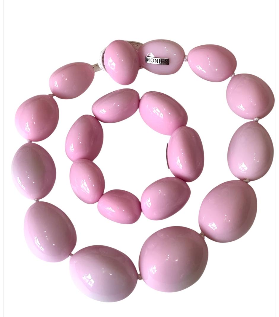 Monies, girocollo con maglie ovali oversize in oro e legno in vendita 1