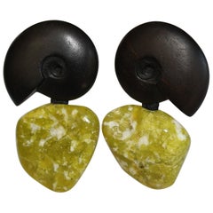 Monies Peruvian Jade and Ebony One of a Kind Clip Earrings