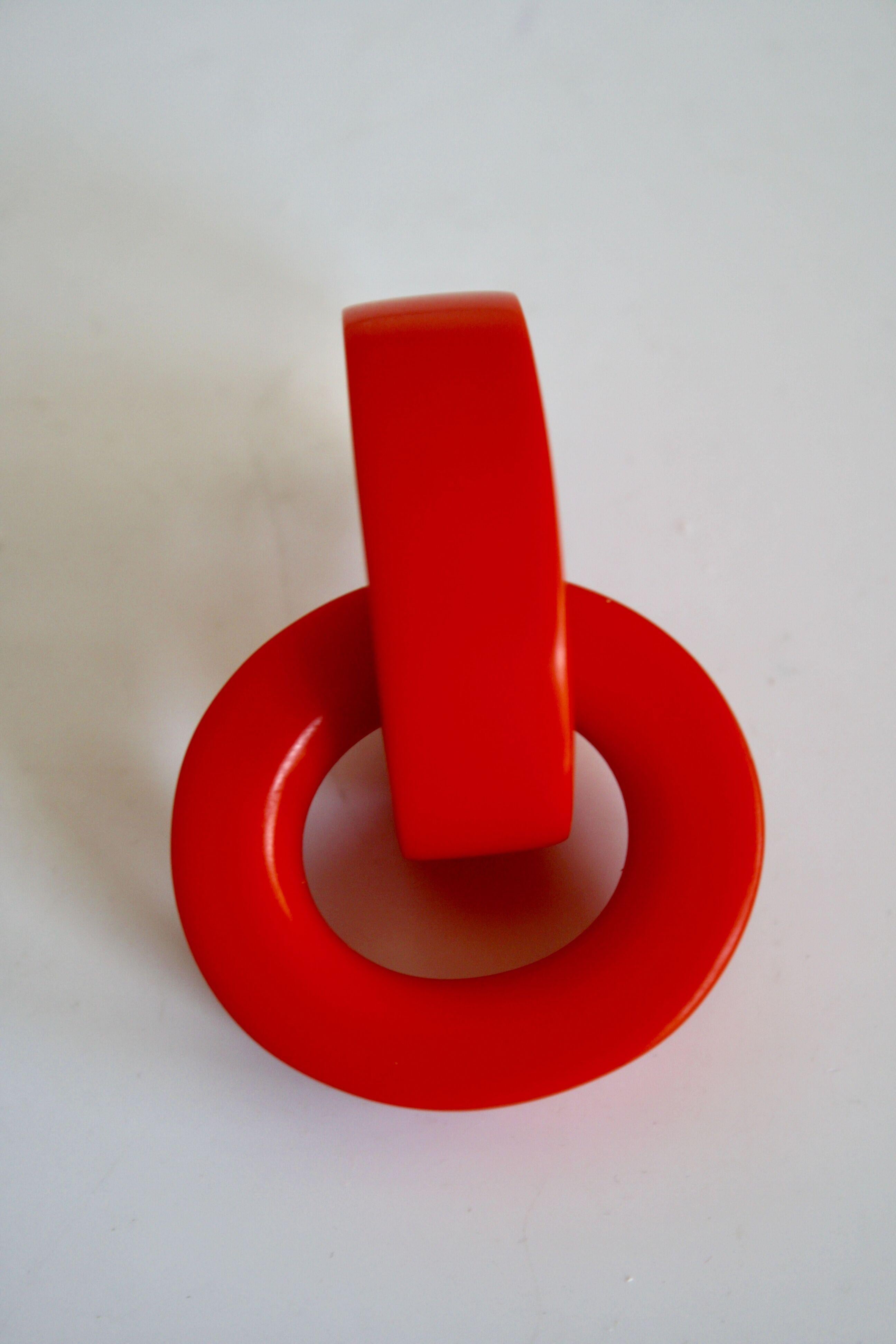 Monies Red Polyester Clip Earrings In New Condition In Virginia Beach, VA