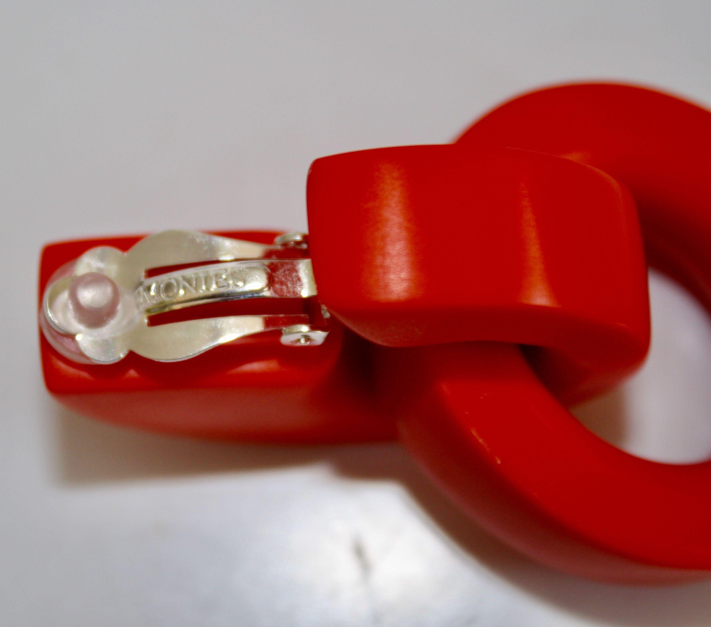 Women's Monies Red Polyester Clip Earrings