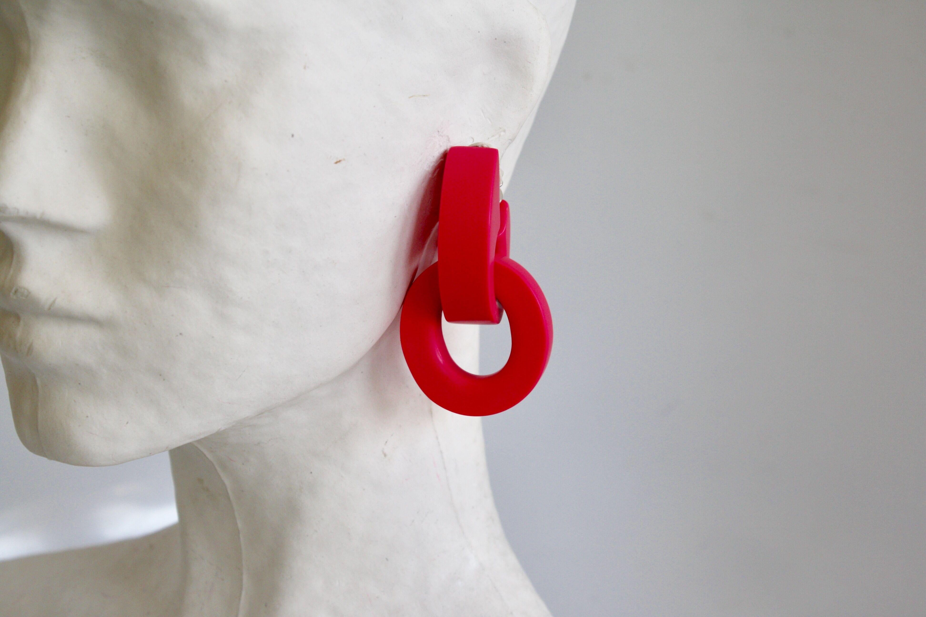 Monies Red Polyester Clip Earrings 1