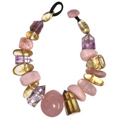 Collier Monies en quartz rose, améthyste, citrine et opale