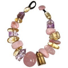  Monies Rose Quartz, Amethyst, Citrine, ande Opal Necklace