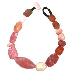 Monies Rose Quartz, Jade, Sarder, Cornaline, and Coral Necklace 