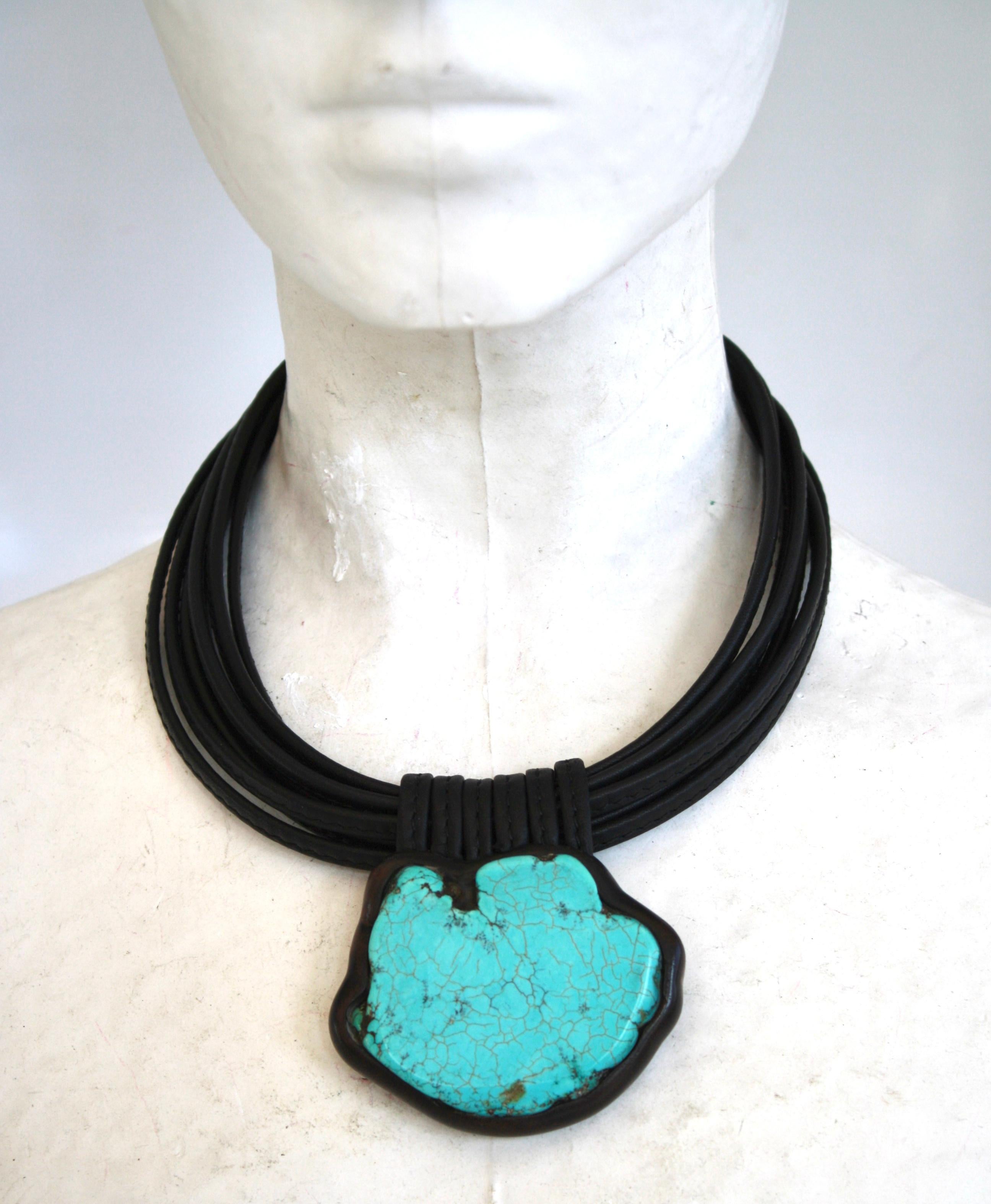 leather choker with pendant