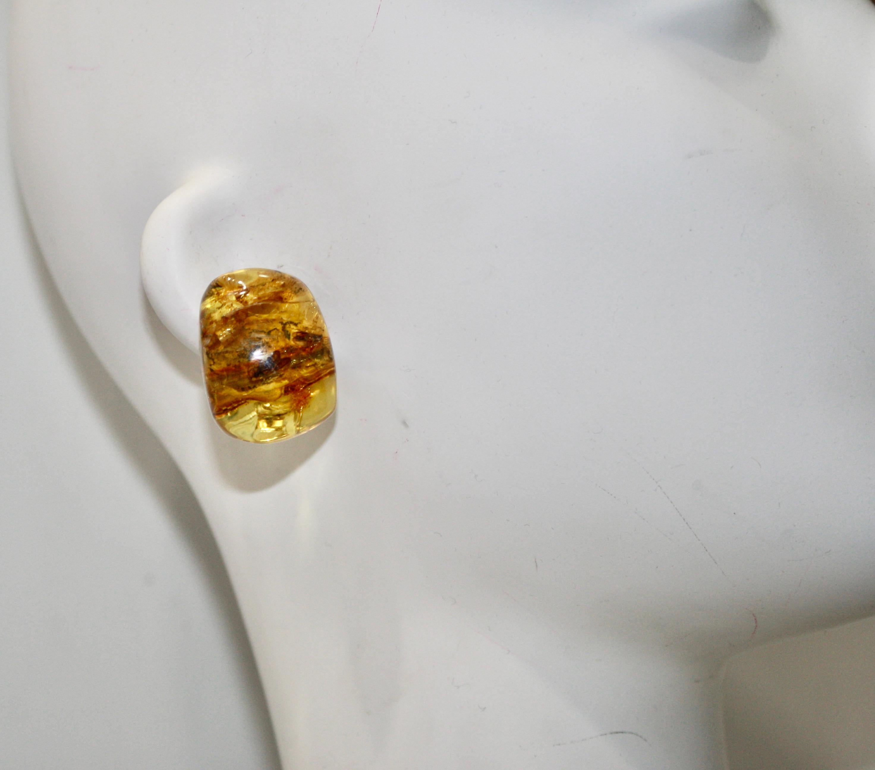 amber clip on earrings