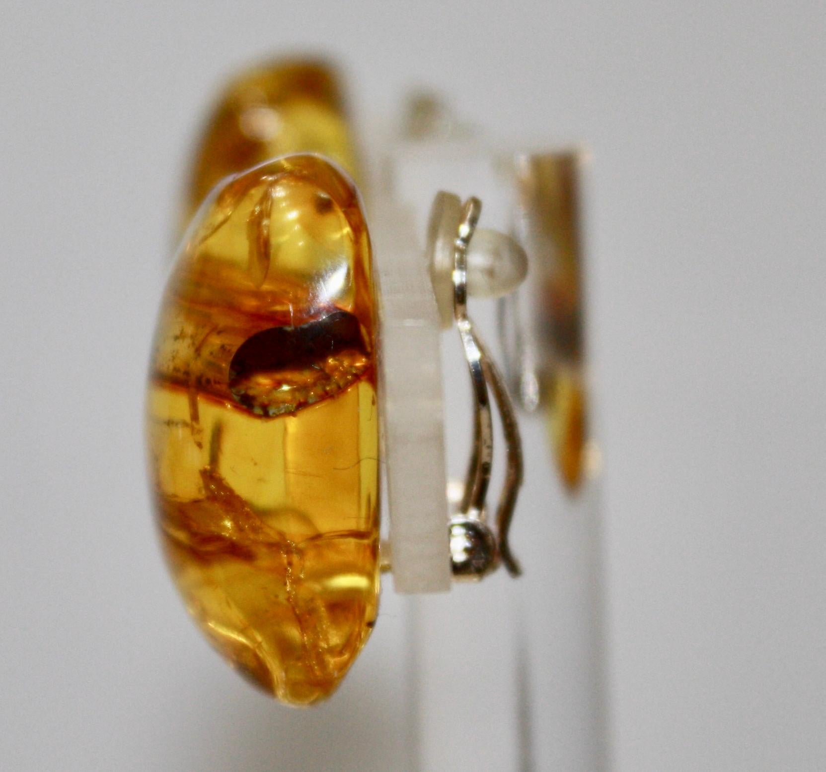 Modern Monies Unique Amber Clip Earrings