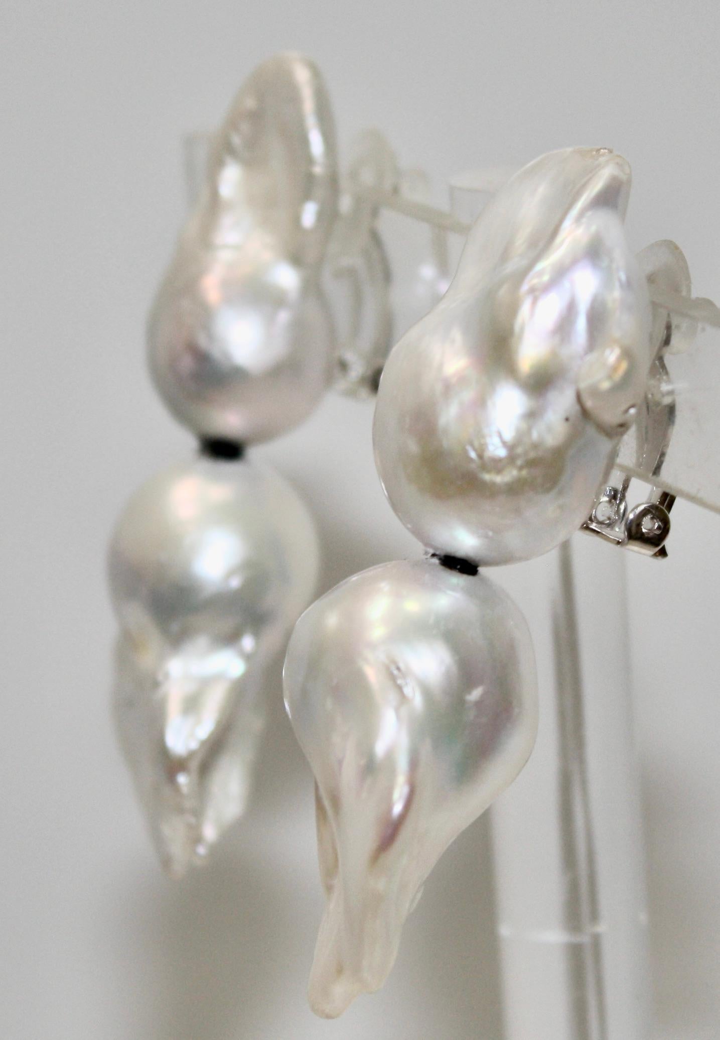 Monies Unique Double Fresh Water Pearls Earrings  4
