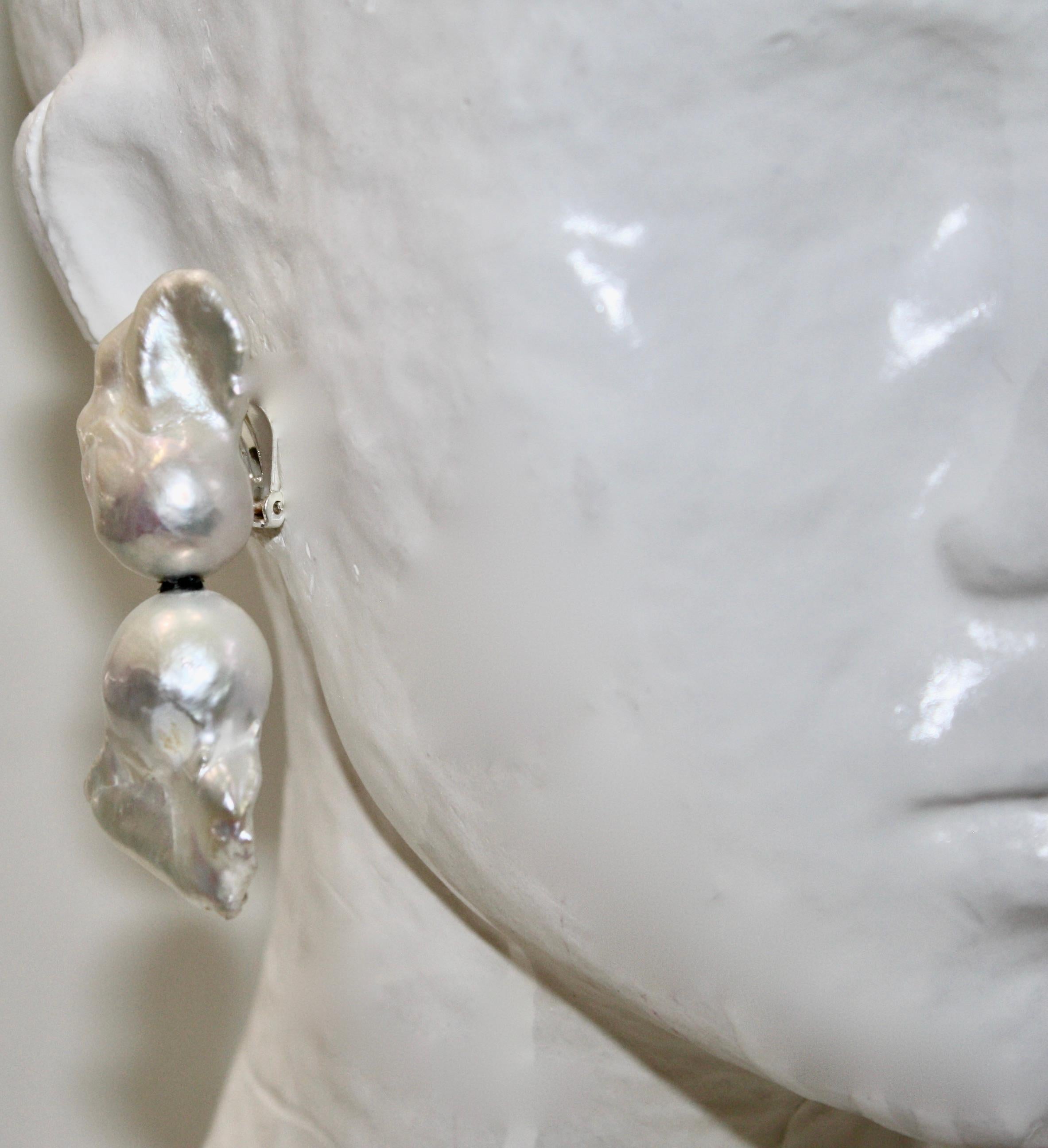 Modern Monies Unique Double Fresh Water Pearls Earrings 