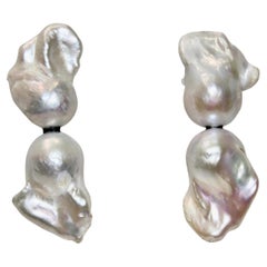Monies Unique Double Fresh Water Pearls Earrings 