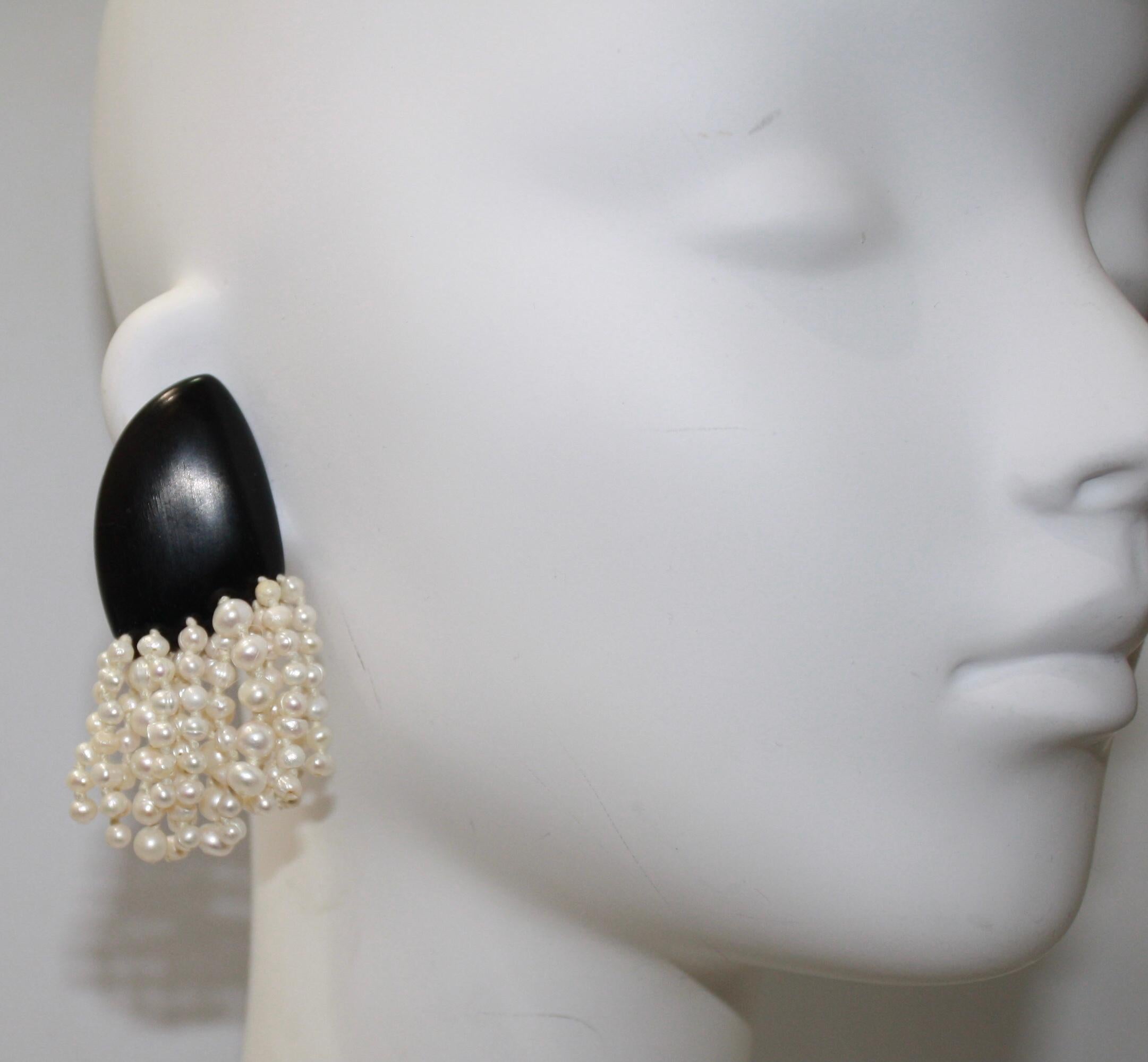 Modern Monies Unique Freshwater Pearls and Ebony Clip